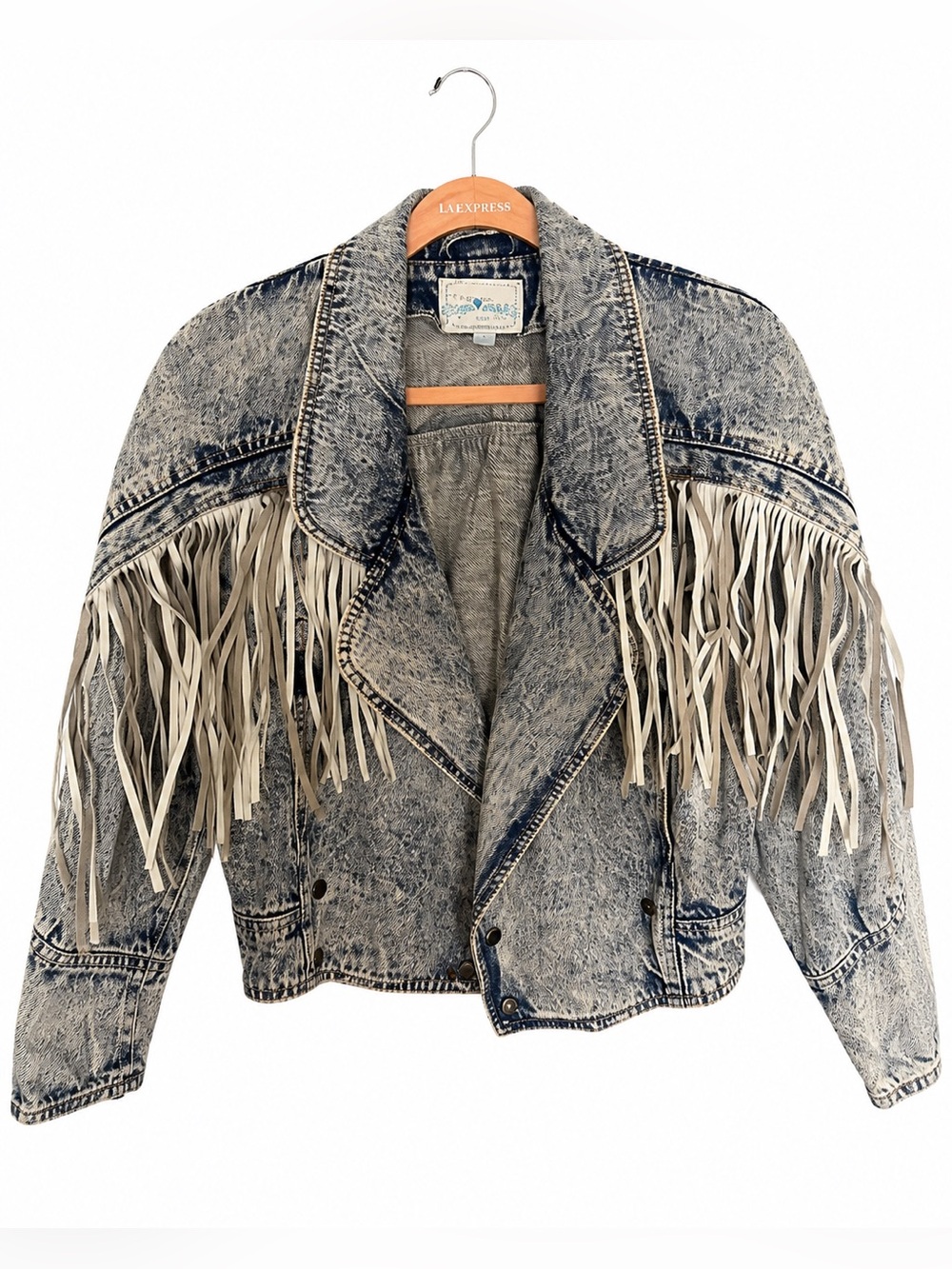 🔥Vintage Sergio Valente Acid Wash Fringe Denim Jacket
